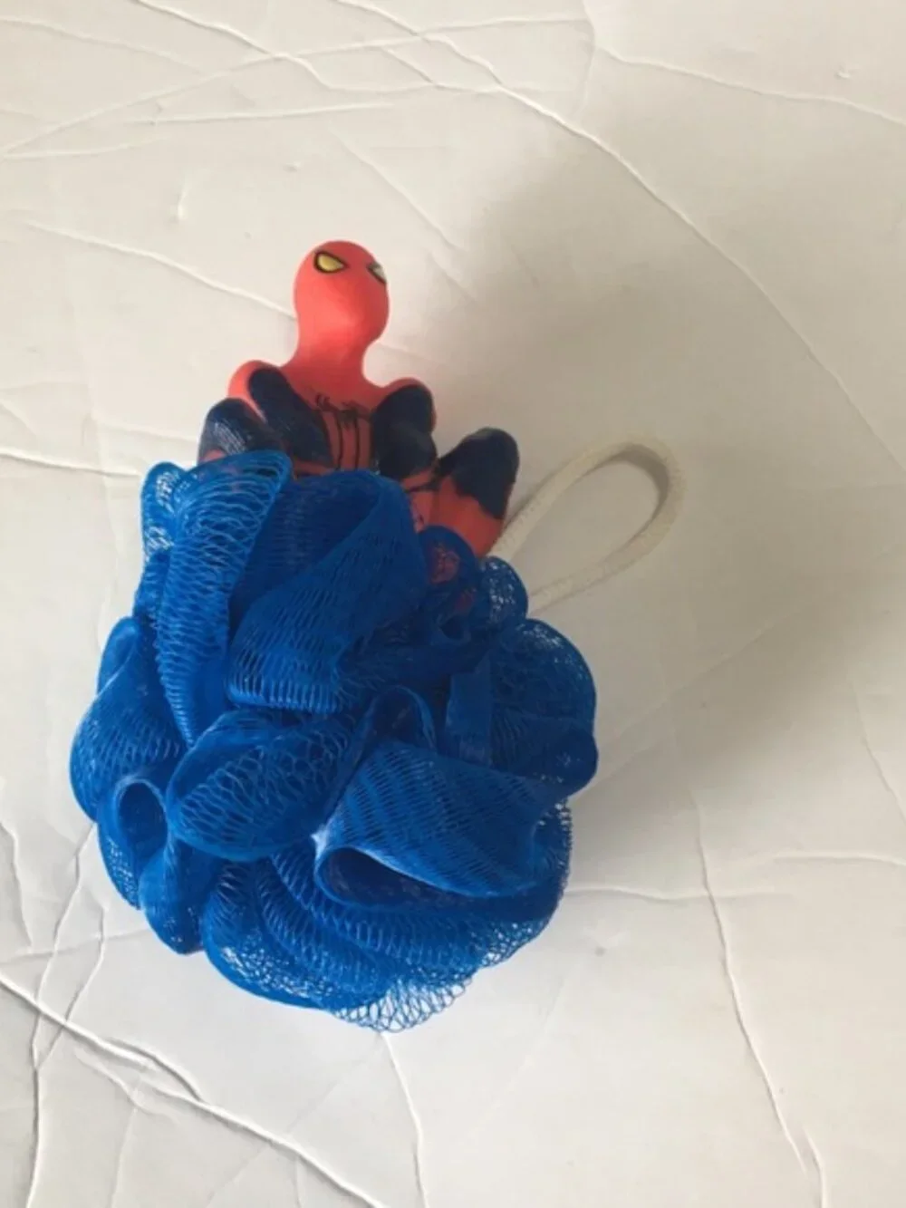 Spiderman Red & Blue Kids Bath Toy with Mesh Scrubber